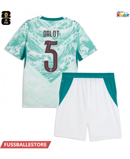 Günstige Portugal Diogo Dalot #5 Auswärts Trikotsatzt Kinder WM 2026 Kurzarm (+ Kurze Hosen)